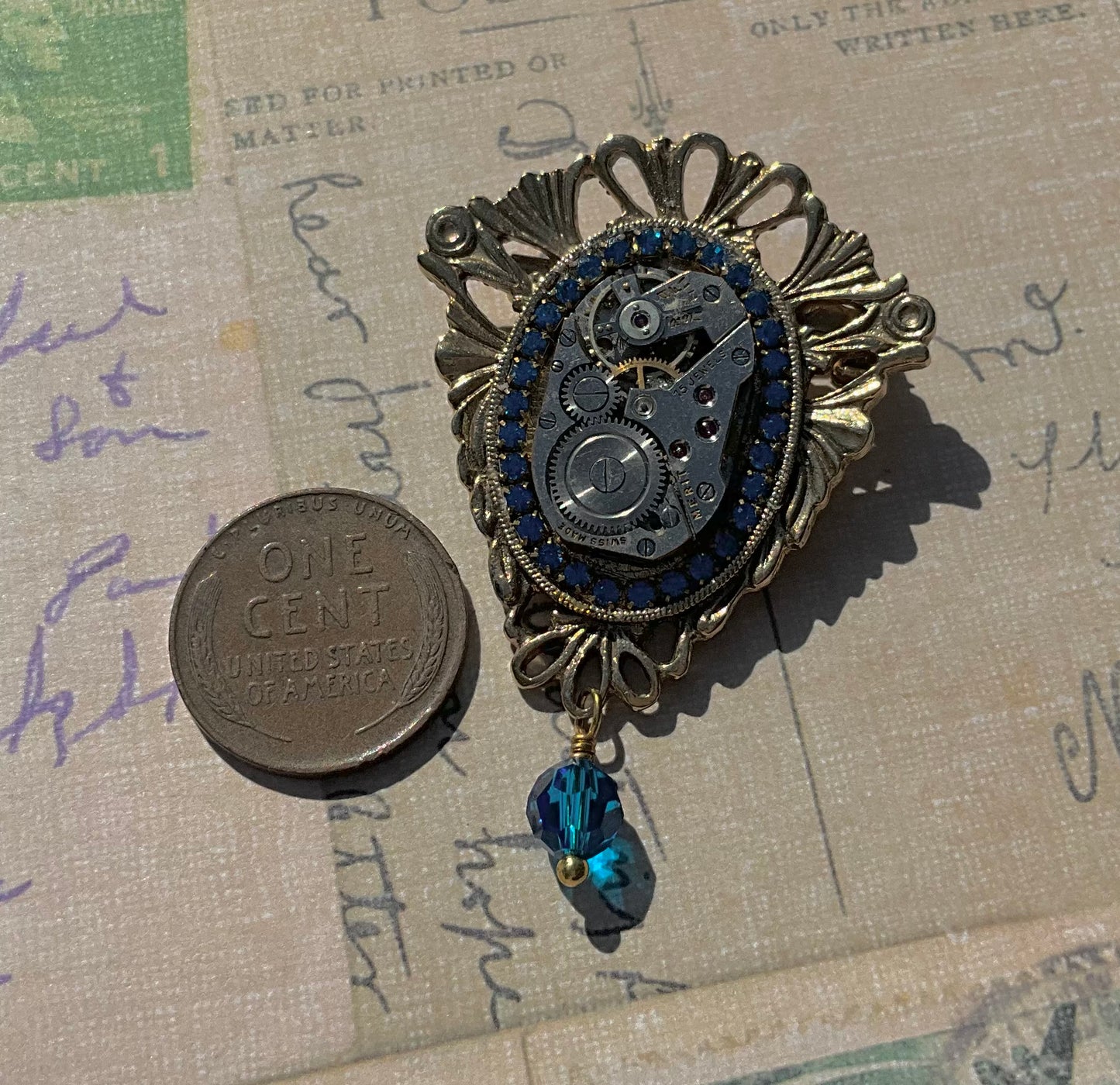 Capri Blue vintage watch movement pin