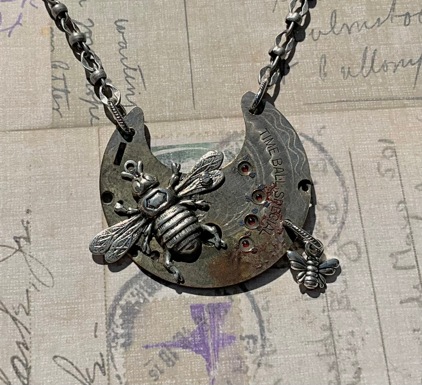 Antique Watch & Bee Pendant