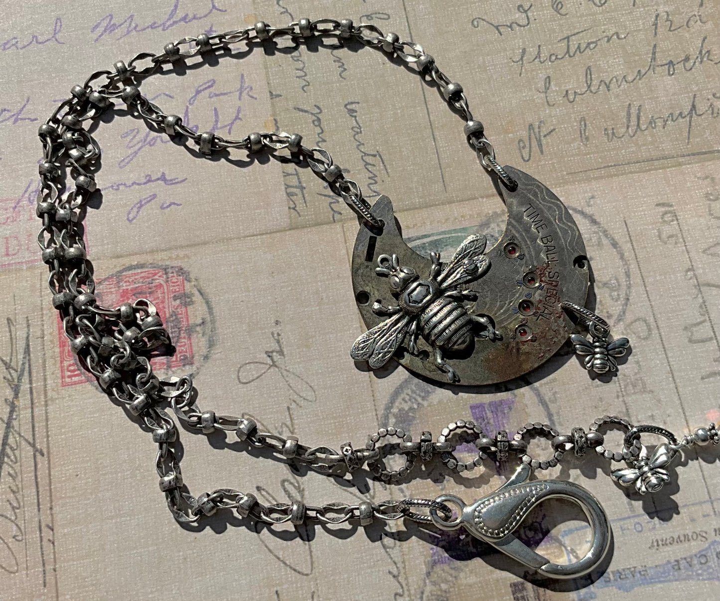 Antique Watch & Bee Pendant