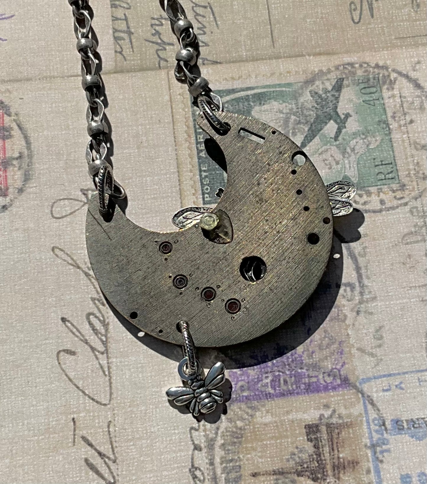 Antique Watch & Bee Pendant