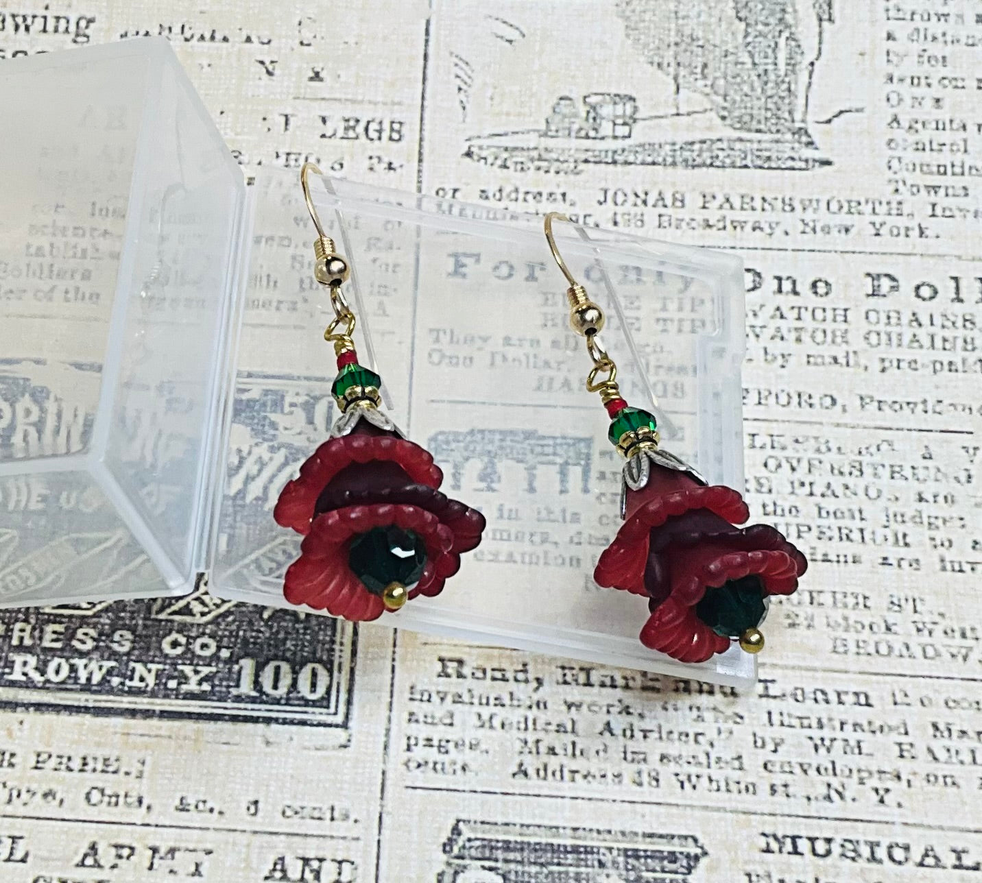 Christmas flower earrings