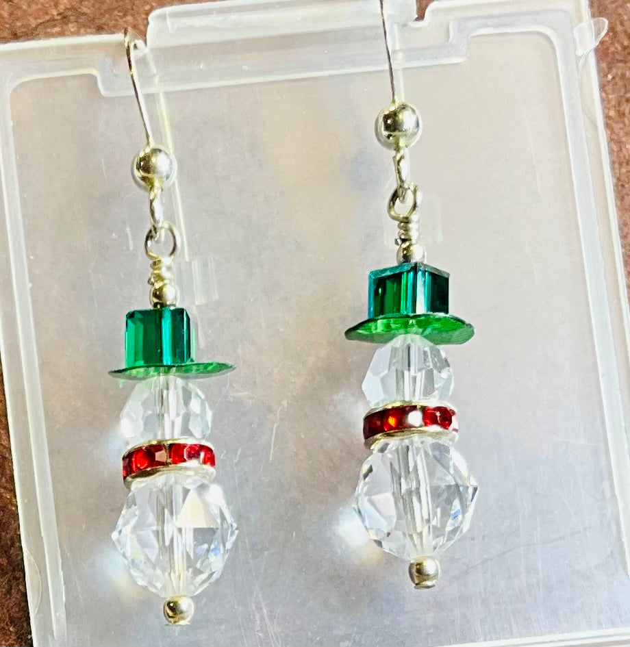snowmen earrings crystals