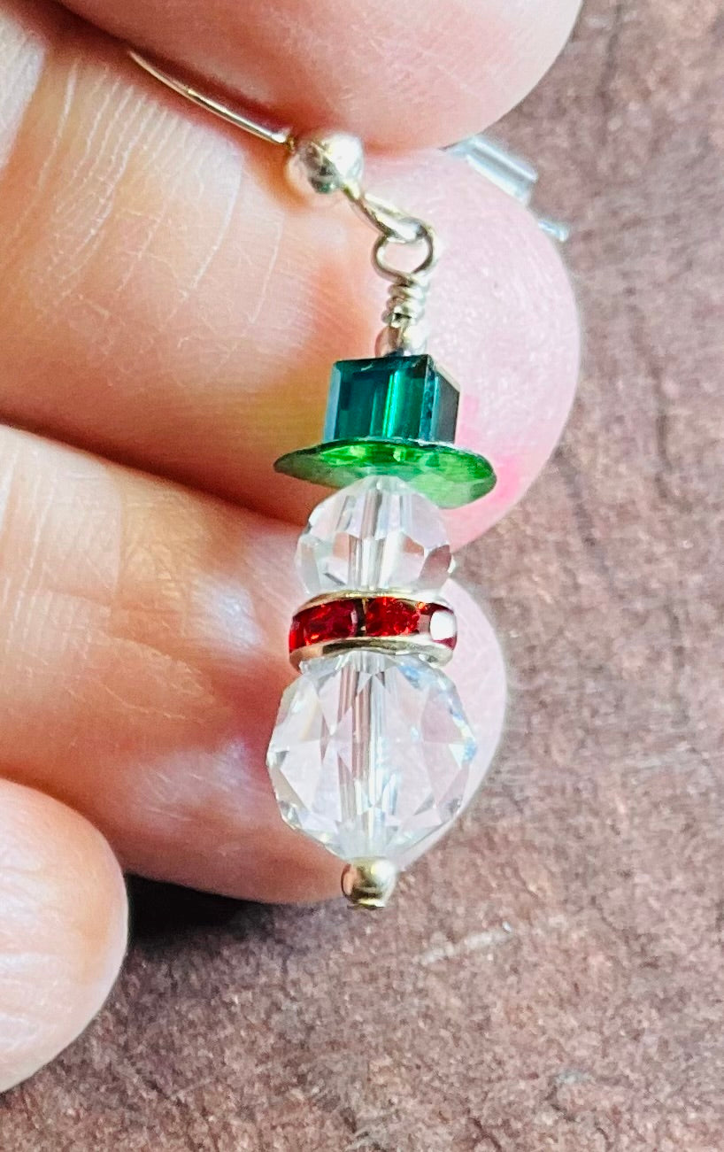 snowmen earrings crystals
