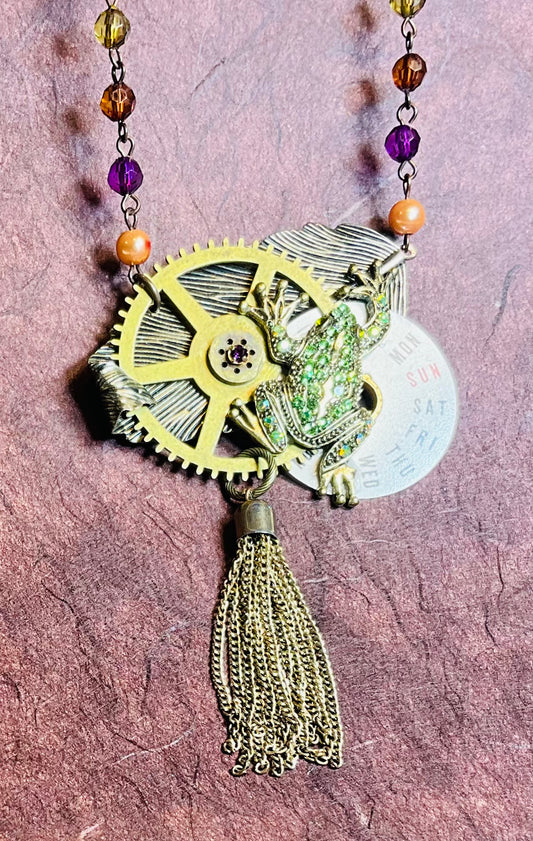 crystal frog statement necklace time frog