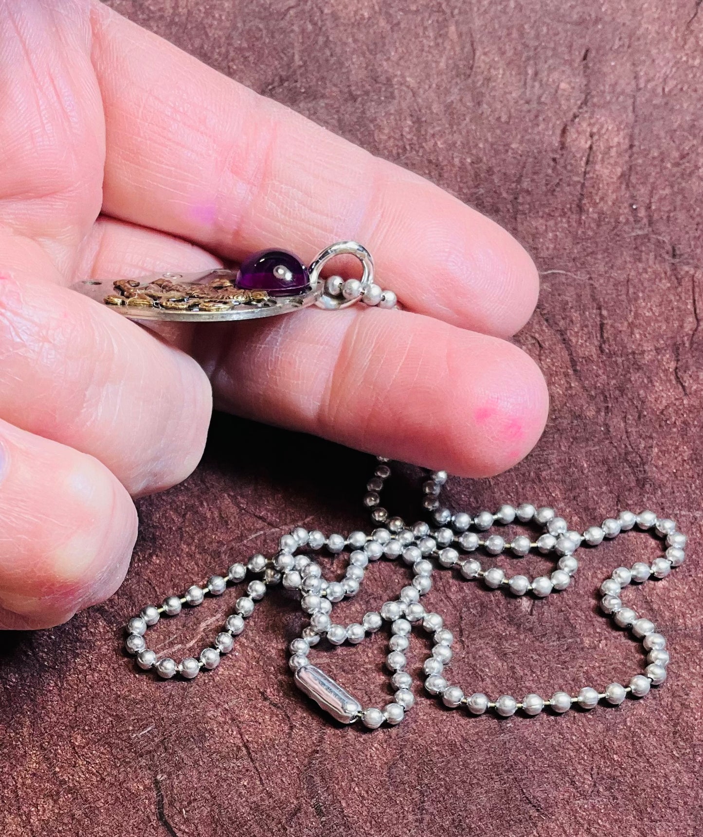 pocket watch and royal lion necklace with purple stone