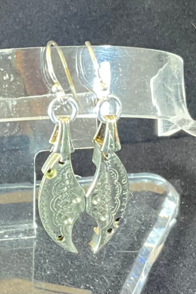 antique pocket watch moon earrings
