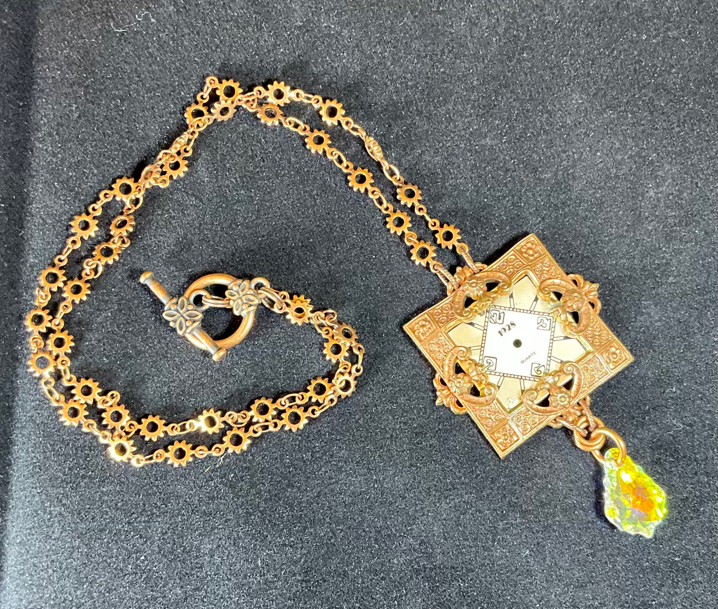watch face crystal drop necklace