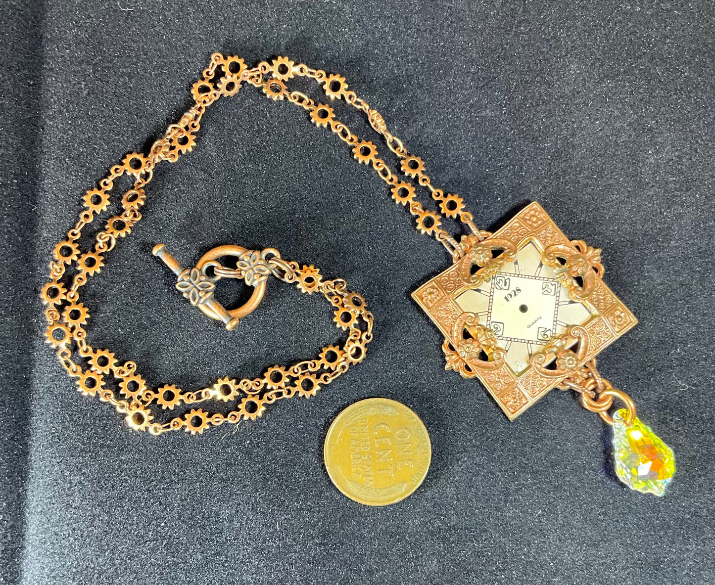 watch face crystal drop necklace