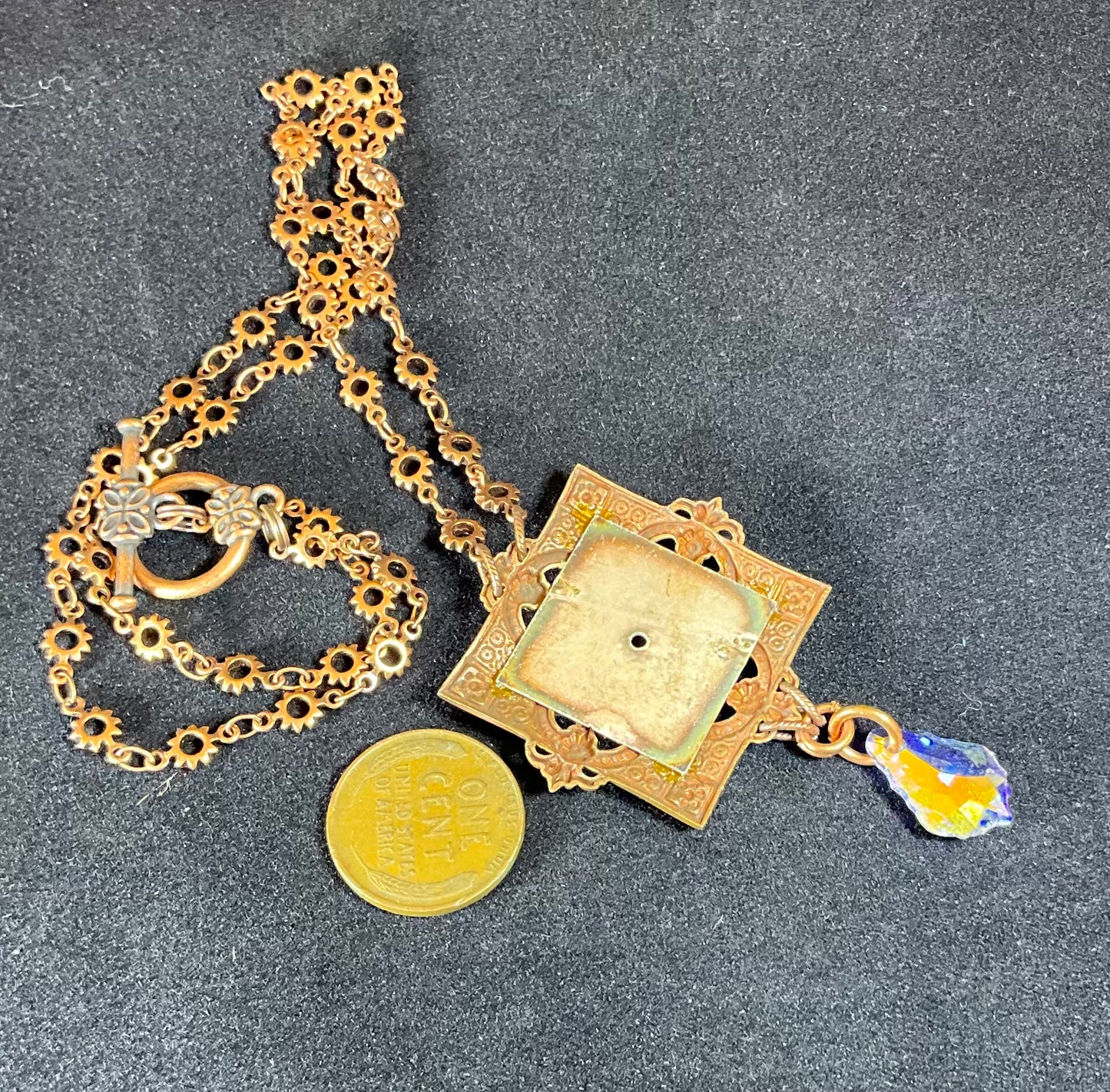 watch face crystal drop necklace