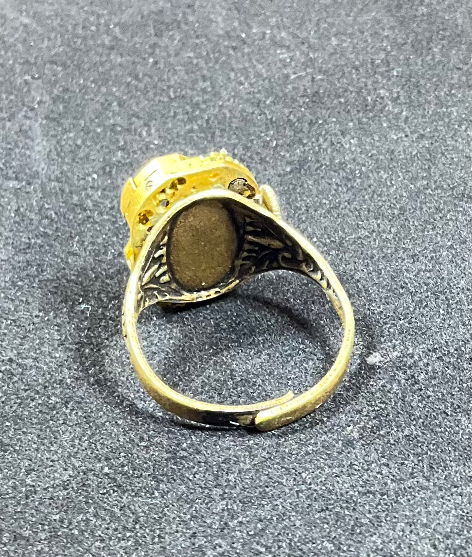 gold tone vintage watch movement ring