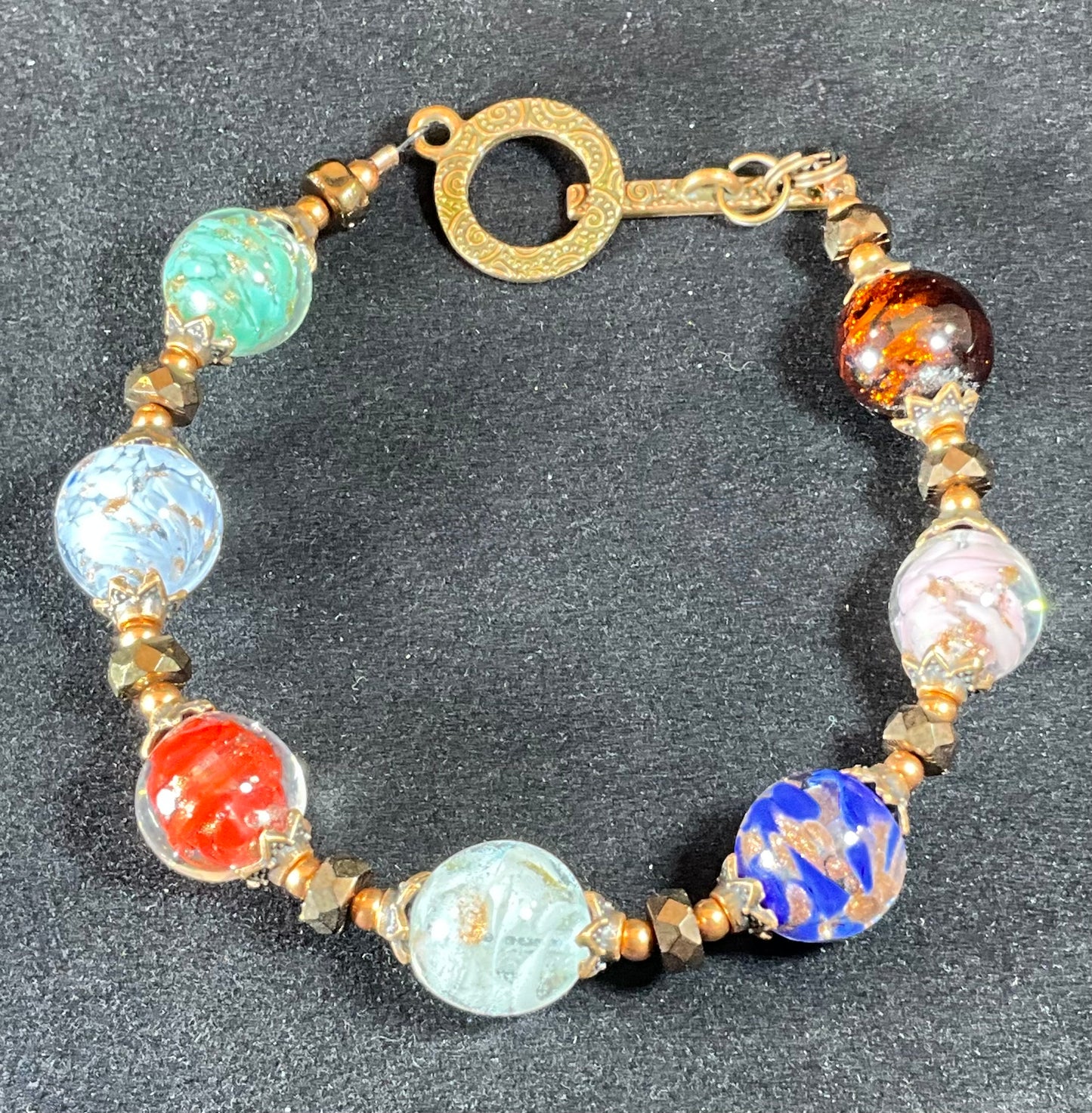 vintage Czech recycled glass bracelet