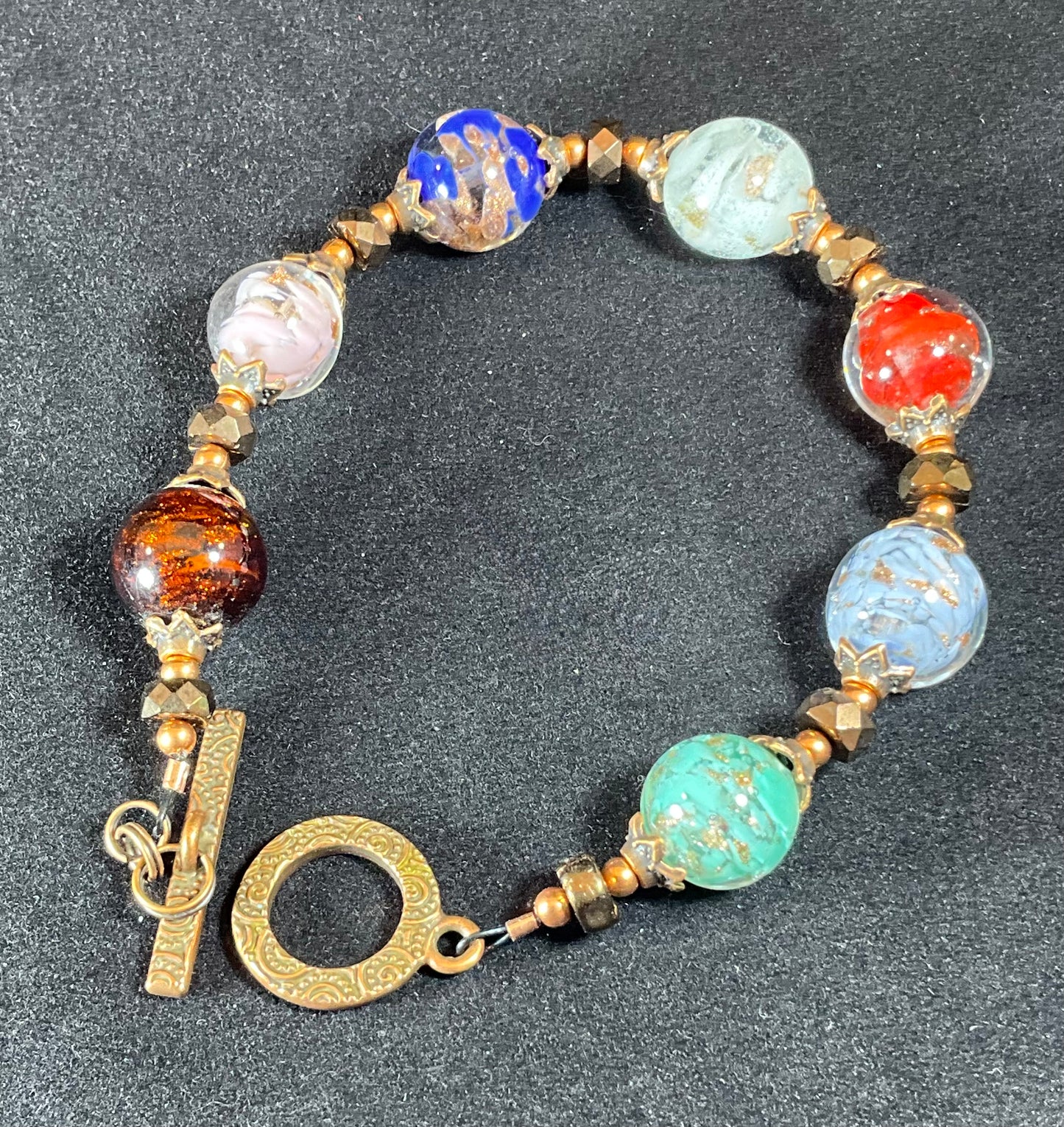 vintage Czech recycled glass bracelet