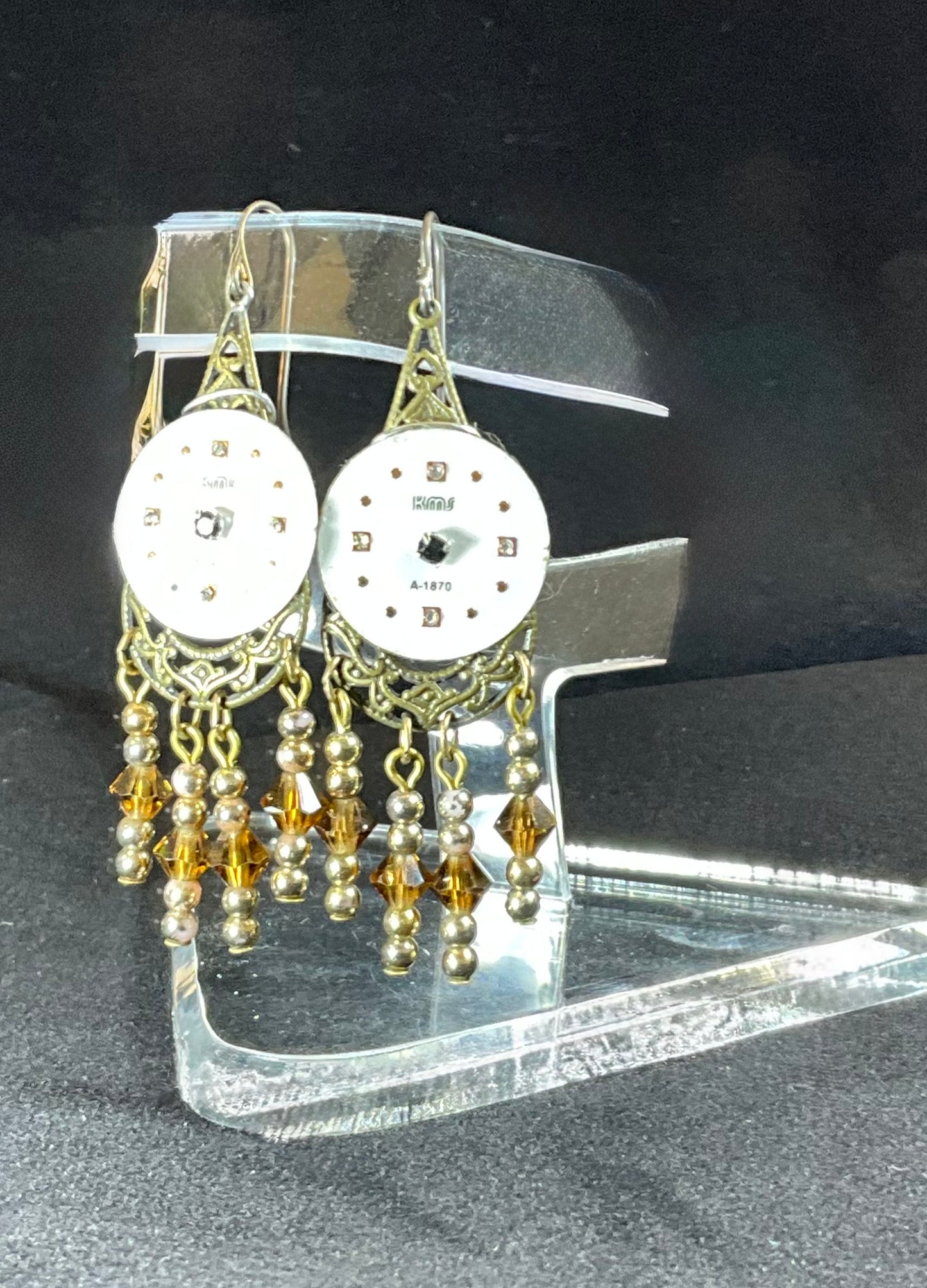 watch face fringe earrings