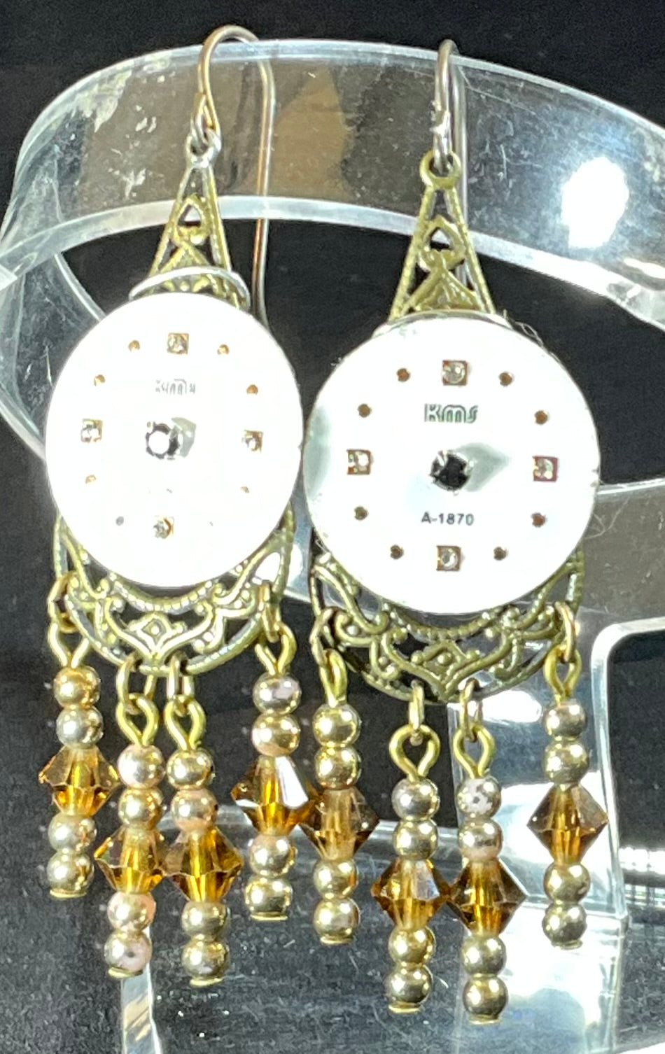 watch face fringe earrings