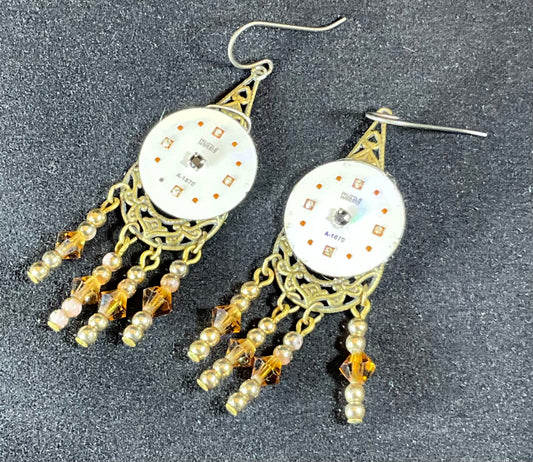 watch face fringe earrings