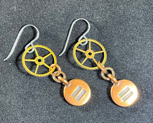 equality steampunk earrings