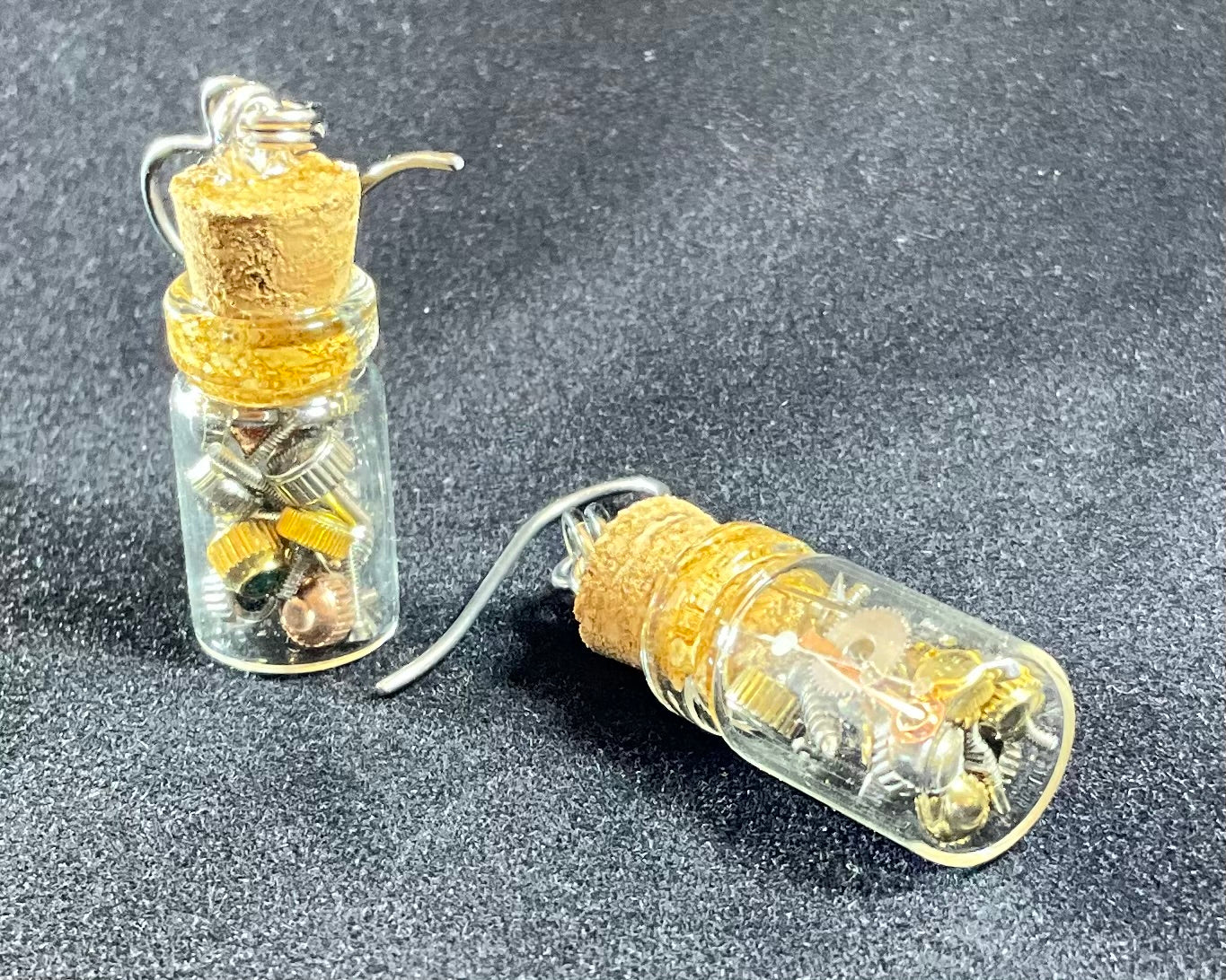 watch parts in a bottle earrings