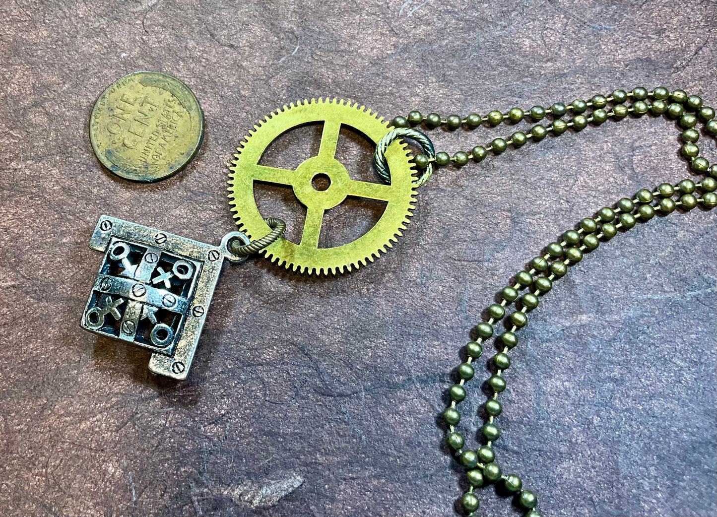 medieval steampunk antique clock gear necklace