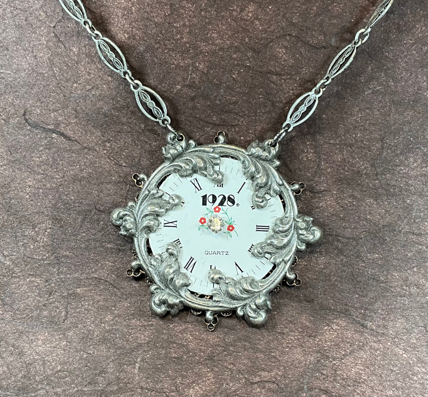 1928 pocket watch face necklace