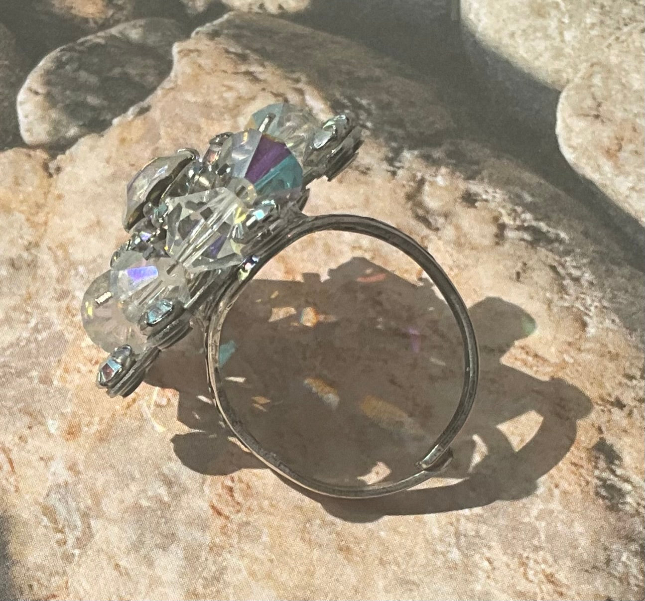 vintage crystal earring to ring
