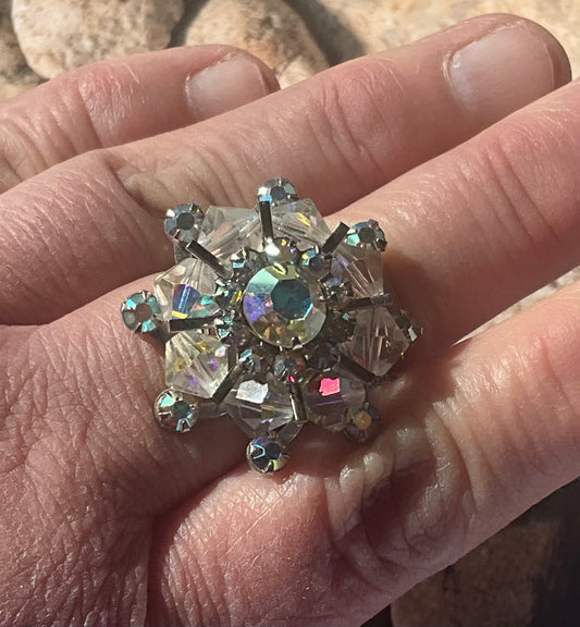 vintage crystal earring to ring