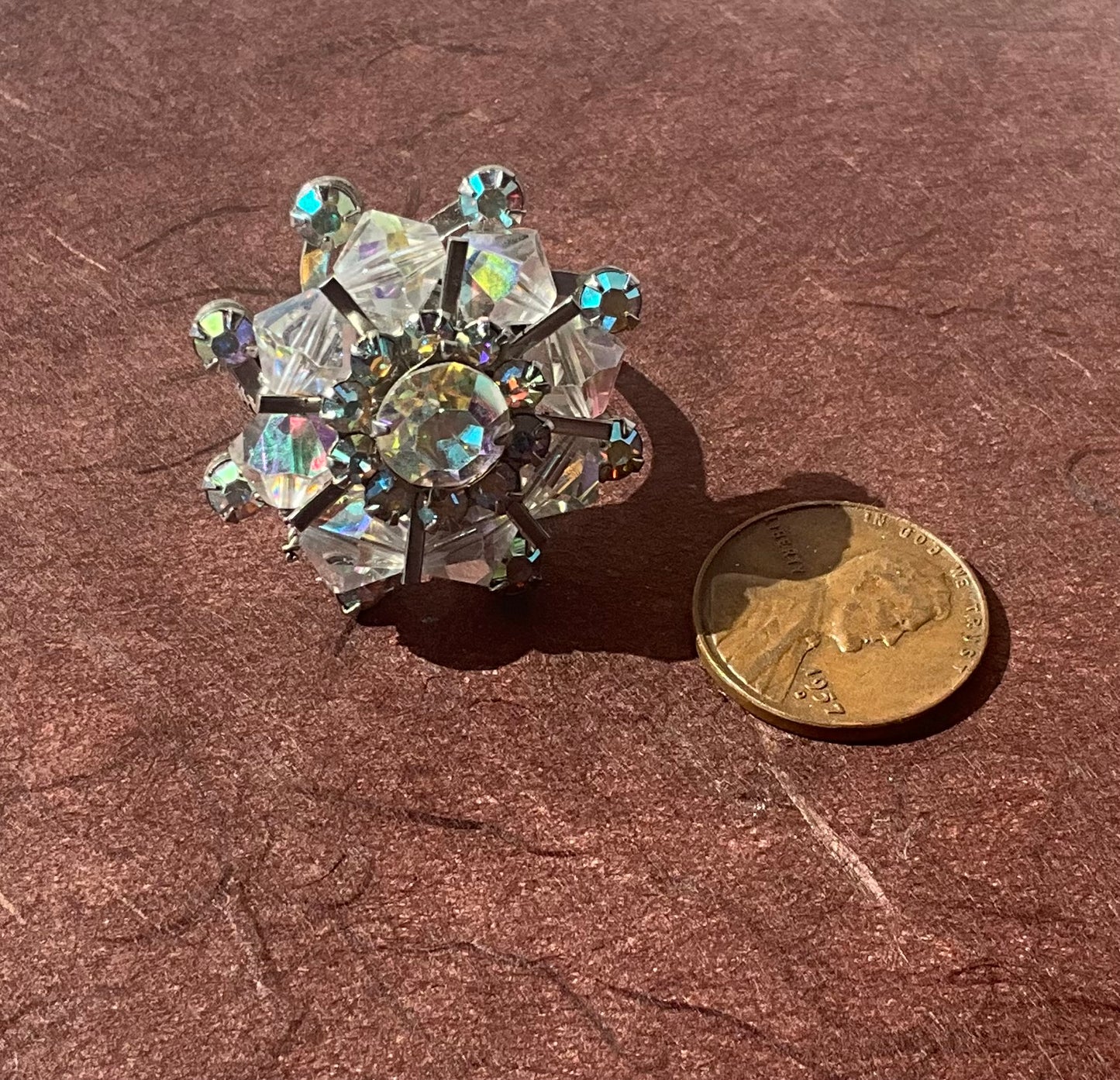 vintage crystal earring to ring