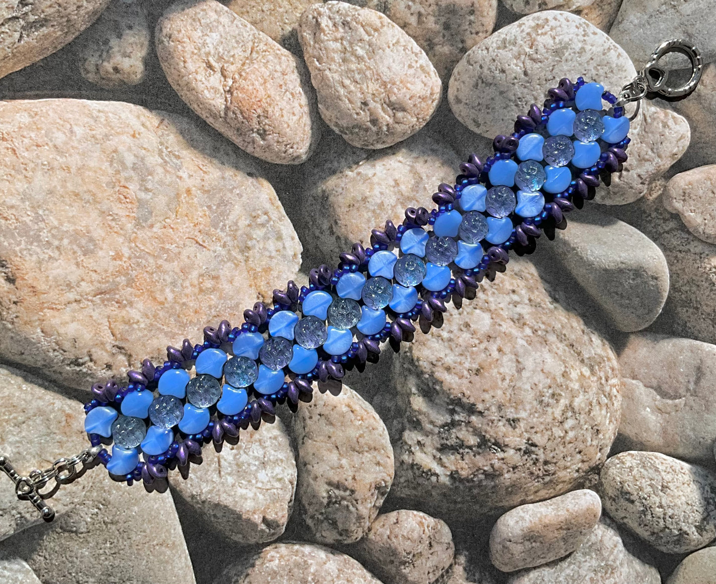 woven blue and purple bracelet
