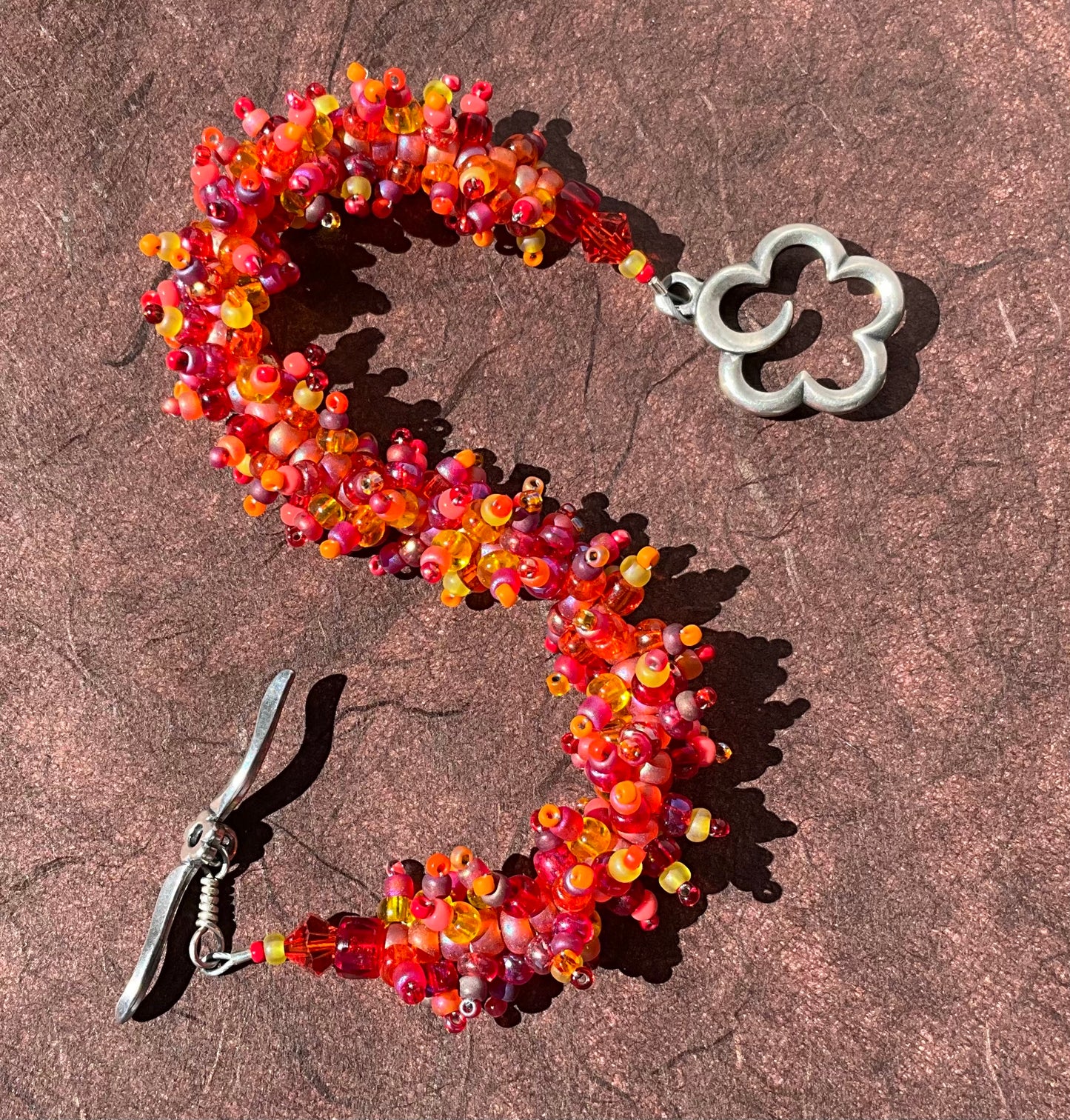 seed bead Woolley worm bracelet sterling clasp autumn