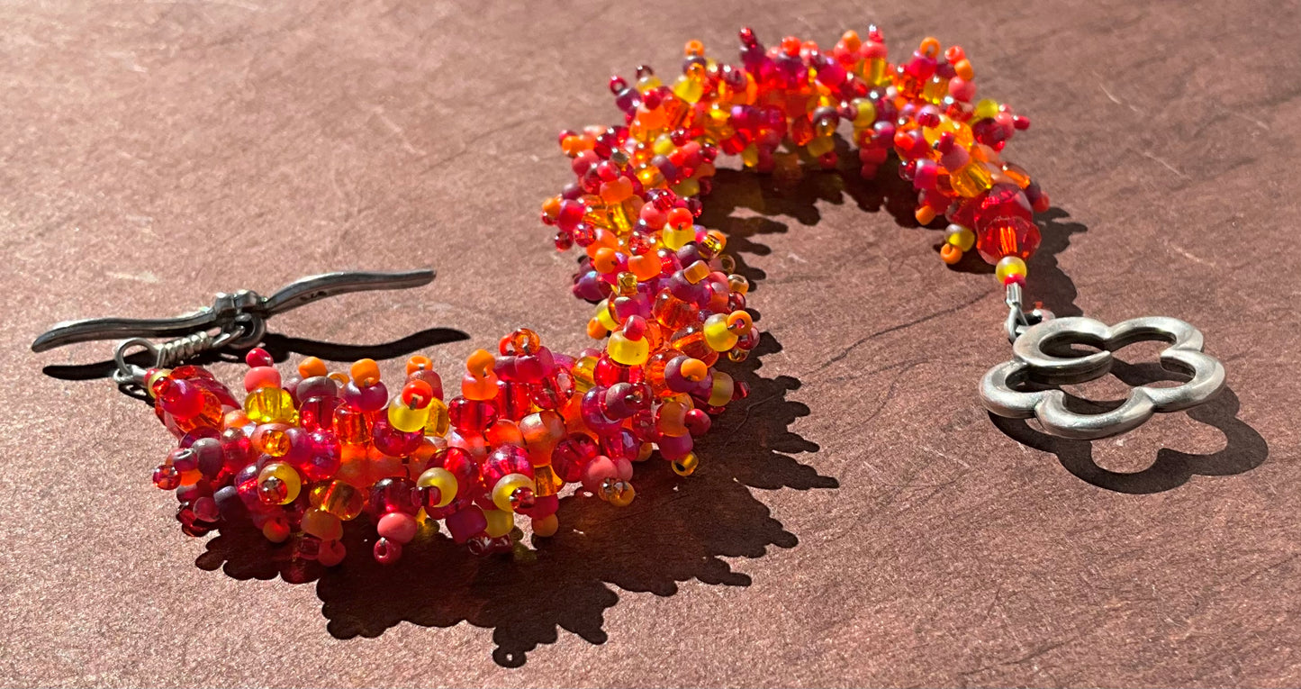 seed bead Woolley worm bracelet sterling clasp autumn