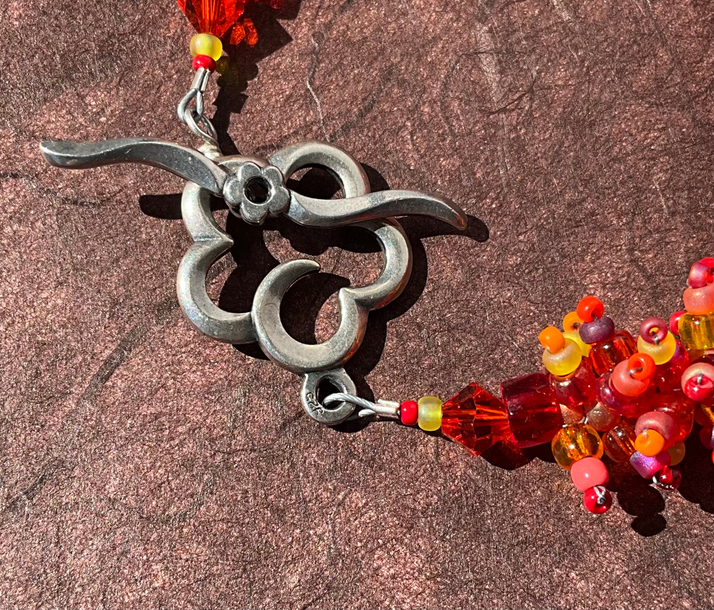 seed bead Woolley worm bracelet sterling clasp autumn