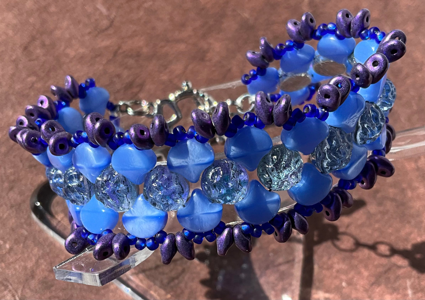 woven blue and purple bracelet