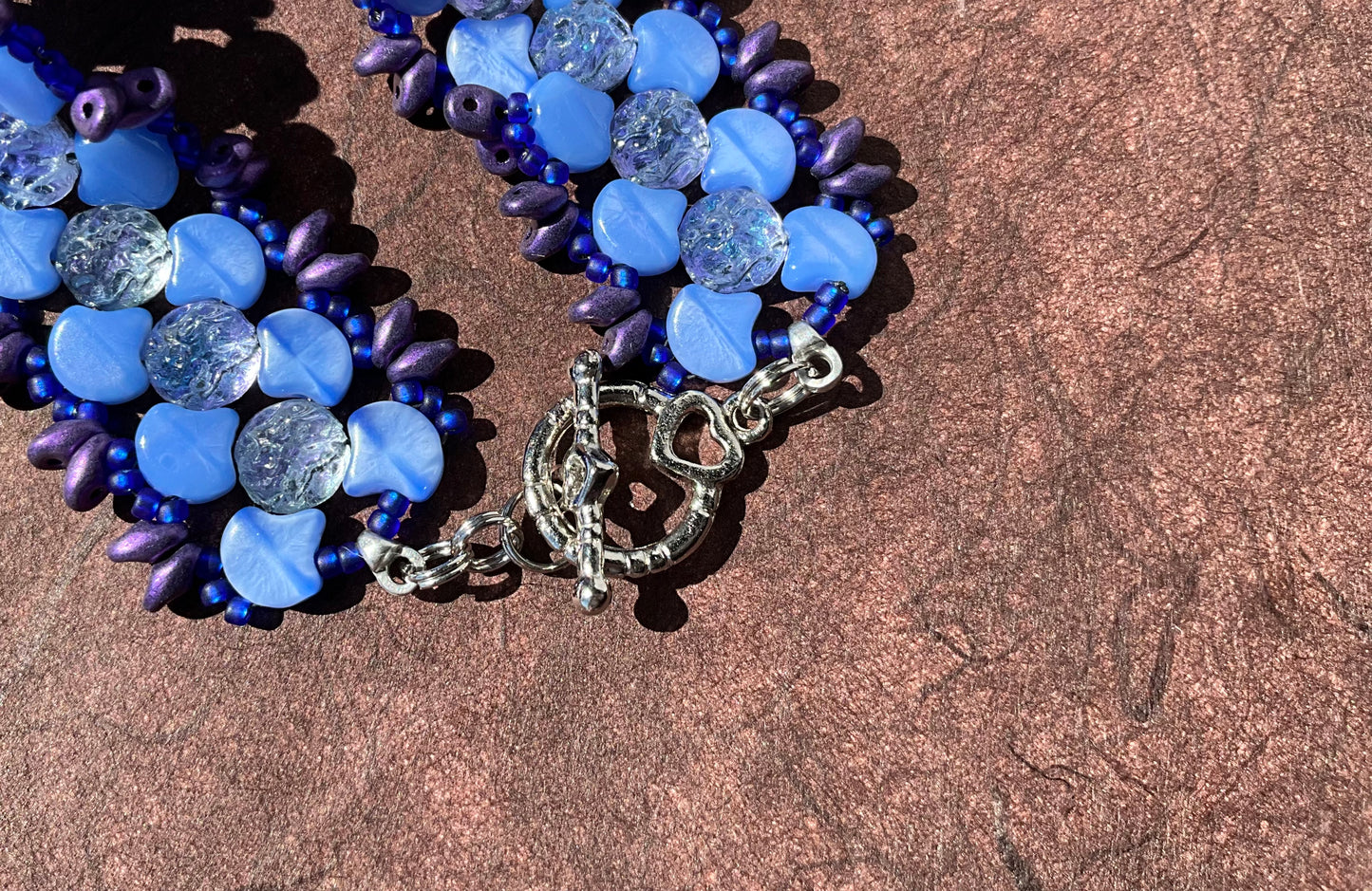 woven blue and purple bracelet