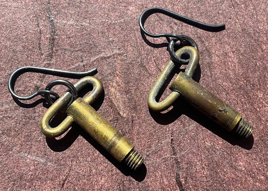 vintage clock key earrings