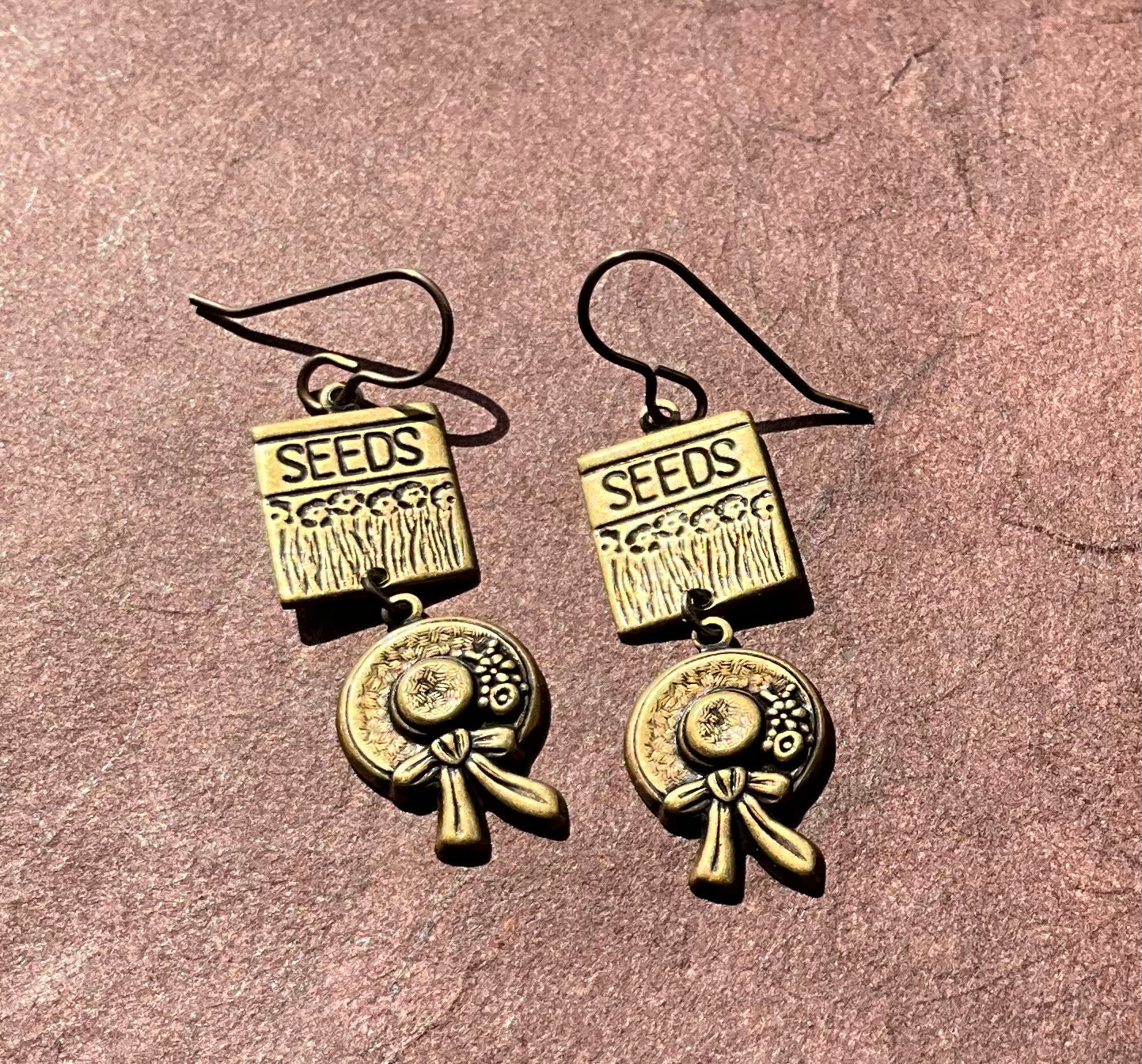 garden and seeds hat garden earrings seeds gardening hat – Midnight Kat Productions Art Jewelry