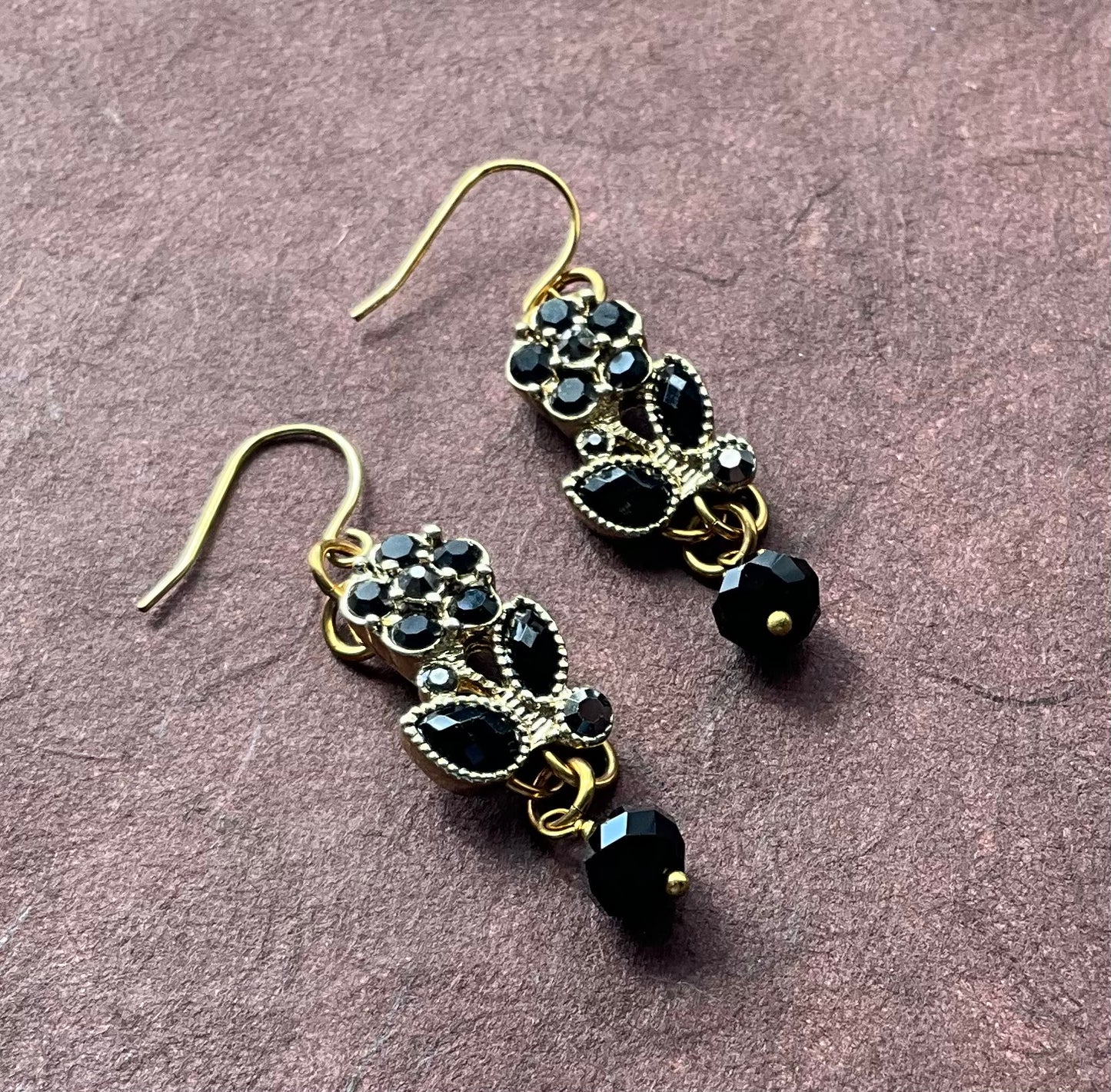 repurposed vintage purple crystals grape earrings