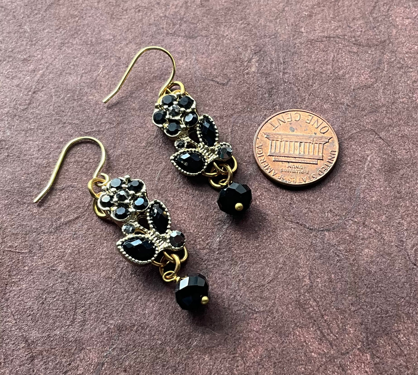 repurposed vintage purple crystals grape earrings