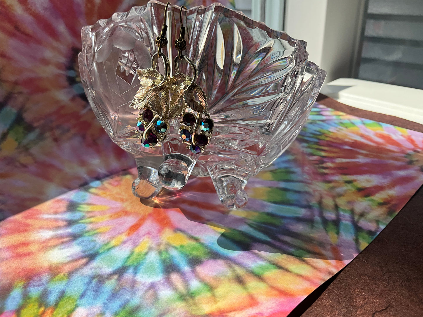 repurposed vintage purple crystals grape earrings