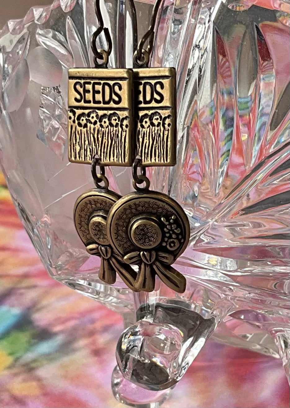 garden earrings seeds gardening hat