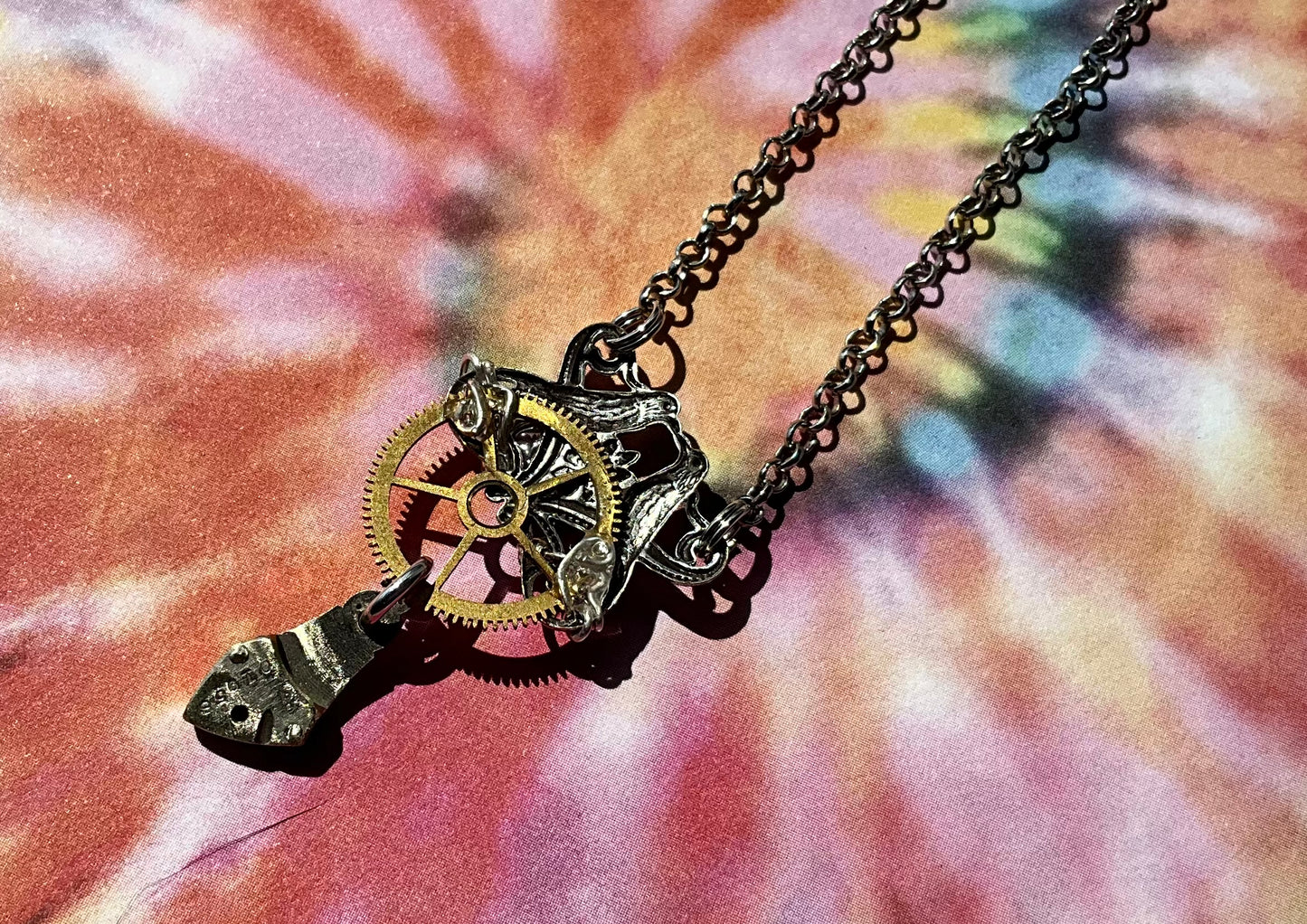 victorian bird motif and pocket watch parts necklace "Cathie"