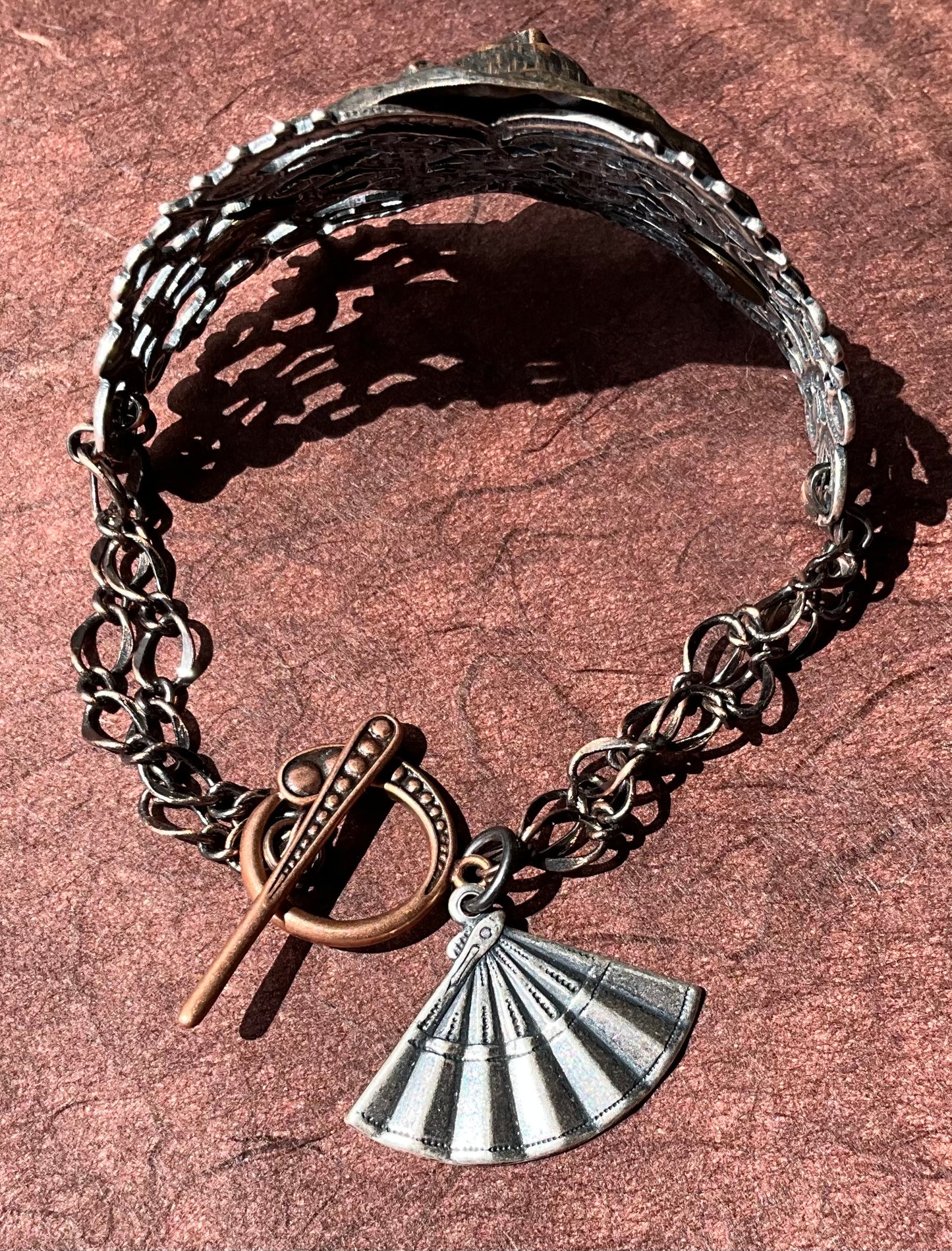 handmade OOAK metal oriental lady bracelet Geisha