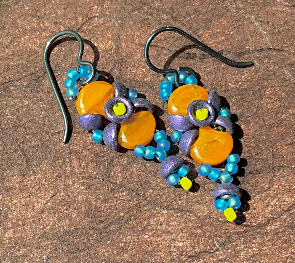 colorful woven drop earrings