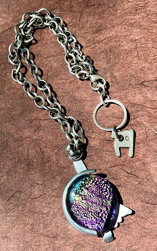 fused glass and typewriter parts necklace