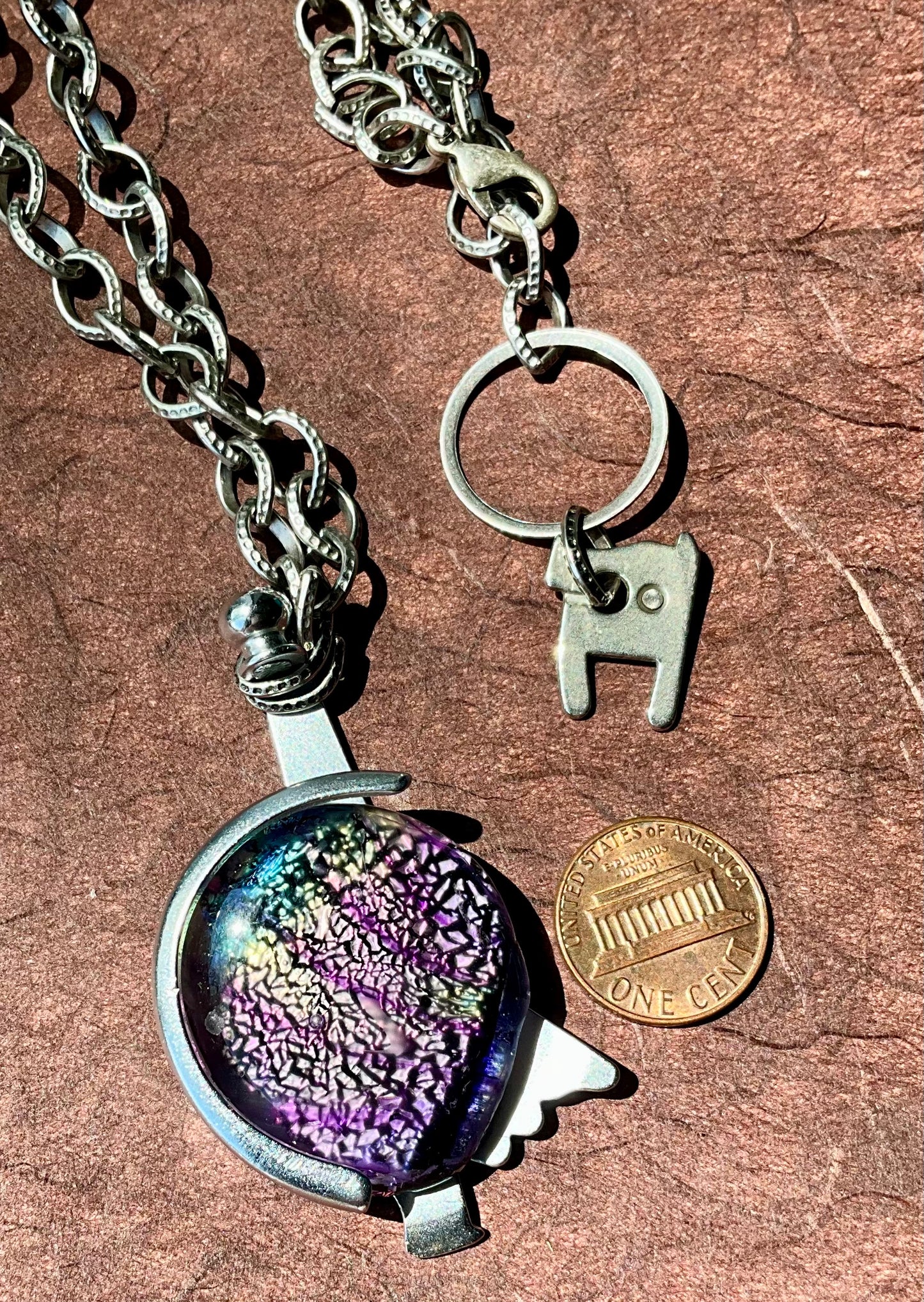 fused glass and typewriter parts necklace