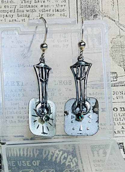art deco watch face earrings