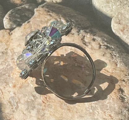 vintage crystal earring to ring