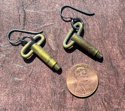 vintage clock key earrings