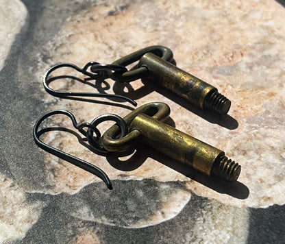 vintage clock key earrings