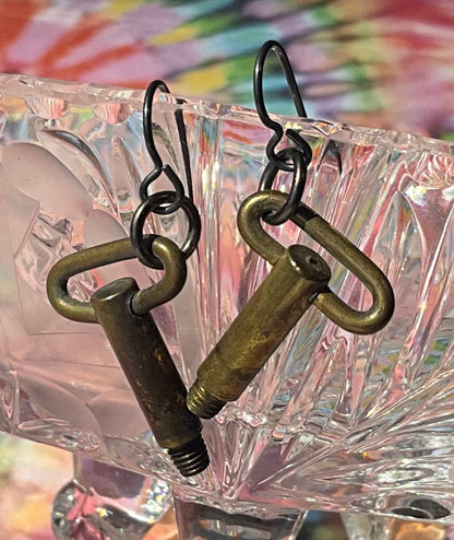 vintage clock key earrings