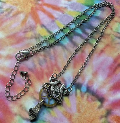 victorian bird motif and pocket watch parts necklace "Cathie"