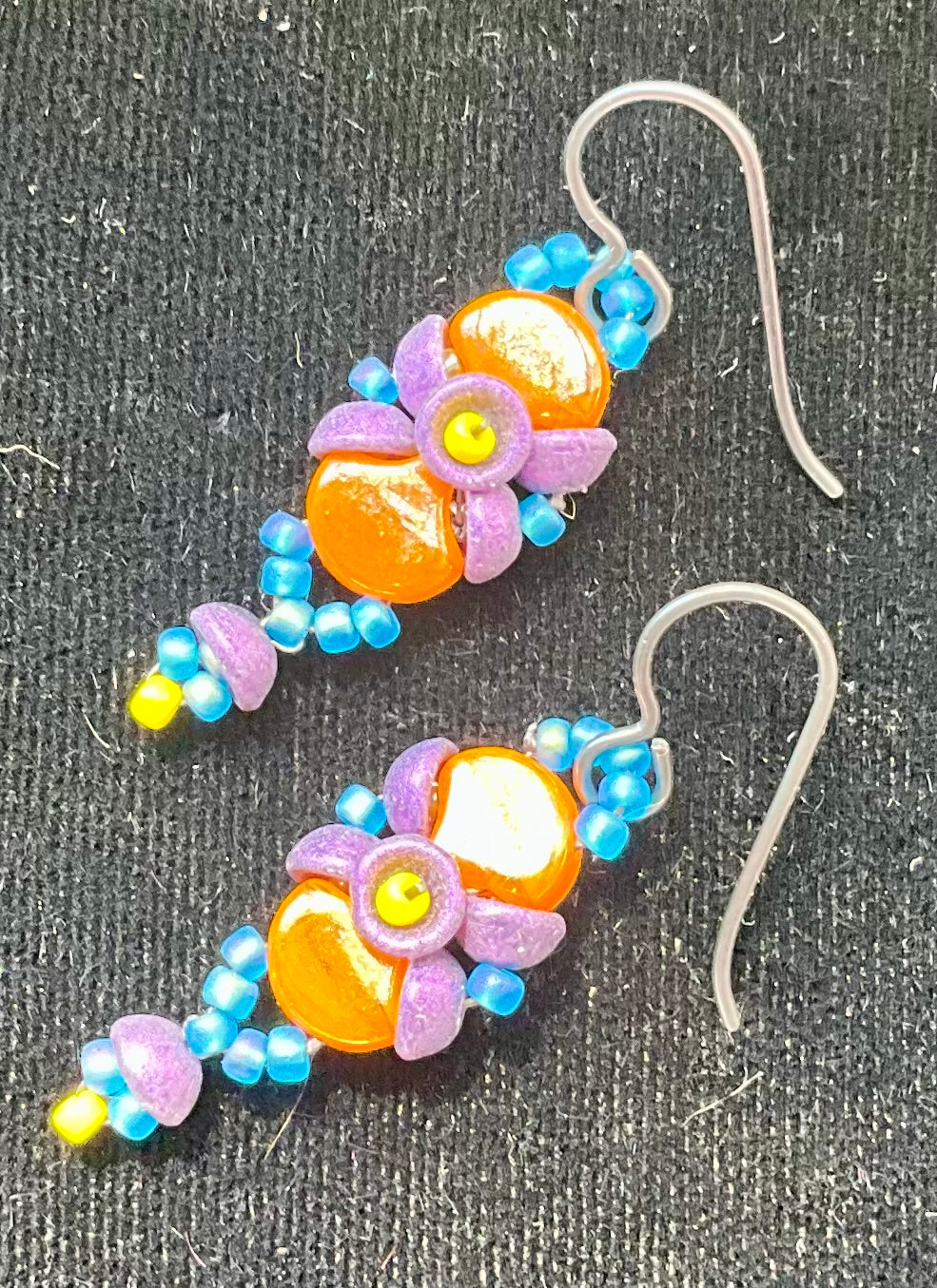 colorful woven drop earrings